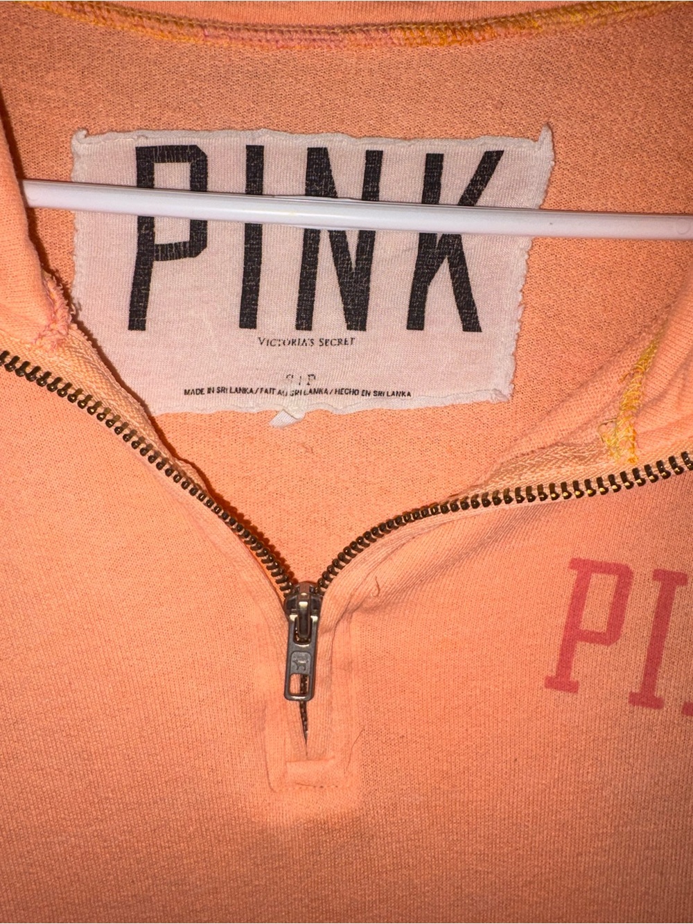 PINK Victoria's Secret Peach Half-Zip Crewneck Sweater Size Small